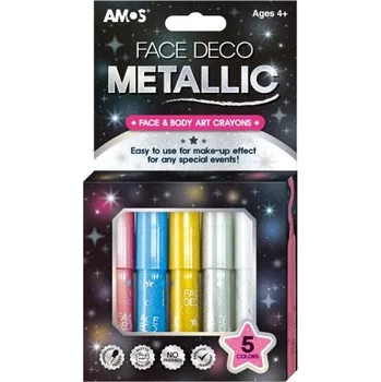 Speciální výtvarná barva Metalické barvy na obličej – sada 5 barev po 3,8 g