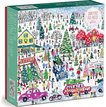 Dřevěná hračka Puzzle Farma s vánočními stromky 1000 dílů