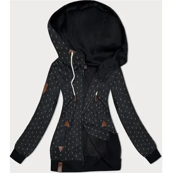 Dámská mikina Černá dámská mikina na zip se stahovacími lemy, odstíny černé XXL (44) i392_23648-48