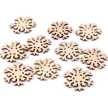 Vánoční dekorace Dřevěná vločka samolepicí, barva 1 přírodní