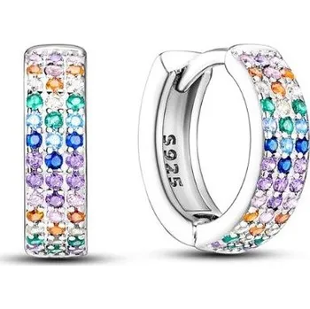 Náušnice Prosperk Stříbrné náušnice kruhy s barevnými kamínky S4388