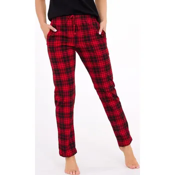 Dámské noční prádlo Cornette Červeno-černé kárované dámské dlouhé kalhoty na spaní 690/45 S-2XL damskie Velikost: XL, Barva: Červená