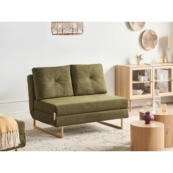 Pohovka Rozkládací pohovka zelená látkové čalounění 2místná na spaní moderní styl obývací pokoj Beliani