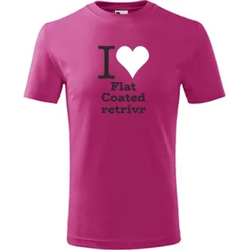 Chlapecké oblečení Purpurové dětské tričko I love Flat Coated retrívr - dárek pro malého pejskaře / pejskařku - barva purpurová - velikost 4roky