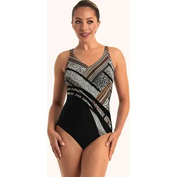 Dámské plavky Dámské jednodílné plavky Dirban Care 6358 Safari - Anita Care černá s hnědou 44/90F