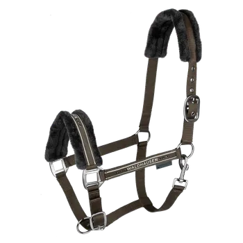 Jezdectví Ohlávka s beránkem Waldhausen Elegant, zelenohnědá, Cob