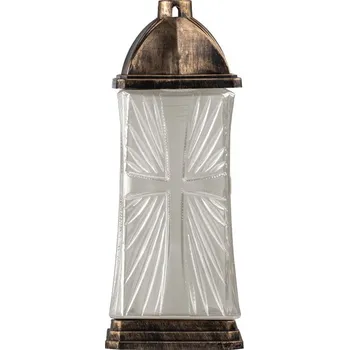 Svíčka Hřbitovní sklo 34 cm vklad 120g 45h. mix kříž, růže 1250 gram