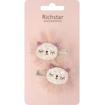 Sponky do vlasů s kočičkami s glitry 6 x 5,5 x 1 cm, 2 ks