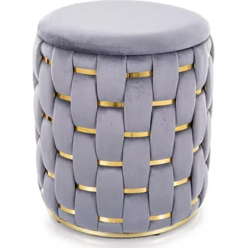 Taburet Taburet Tiara Velvet s úložným prostorem šedý/zlatý