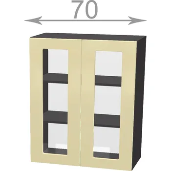 Knihovna Nábytek Pyramida, s.r.o. horní vysoká vitrína š.70, v.92, Modena W7092G, bílá/artwood