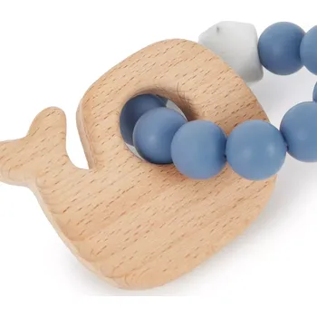 Silikonové kousátko s dřevěnou velrybou Bieco