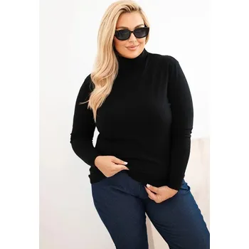 Dámský svetr Dámský viskózový svetr Plus Size s klasickým střihem černý UNI