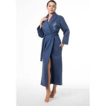 Dámský župan Dámský bavlněný župan se šálovým límcem a kapsami, indigo L i170_FR-399 INDYGO - L