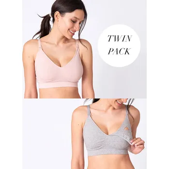 Těhotenská podprsenka Bambusové mateřské podprsenky Samantha - 2-pack Grey/Blush