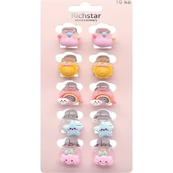 Skřipce do vlasů s roztomilým motivem 2,5 x 2 x 2,5 cm, 10 ks