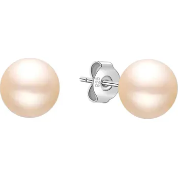 Náušnice NUBIS® Stříbrné náušnice s pravými perličkami 6mm - NB-3088-06