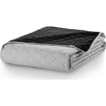 Přehoz na lůžko Oboustranný přehoz z mikrovlákna DecoKing Bella stříbrno-černý, velikost 170x210