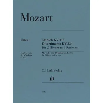 W.A. Mozart: Marsch K.445 / Divertimento K.334 (noty pro 2 lesní rohy, smyčcový soubor, smyčcové party)