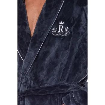 Dámské noční prádlo L&L Krátký pánský župan se vzorem 2453 Ready M-2XL męski Velikost: L, Barva: Grafitová