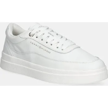 Pánská móda Kožené sneakers boty Tommy Hilfiger MODERN COURT SNEAKER LTHR FW0FW08800 bílá 00X, EUR 41