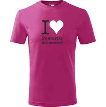 Purpurové dětské tričko I love Foxteriér drsnosrstý - dárek pro malého pejskaře / pejskařku - barva purpurová - velikost 4roky