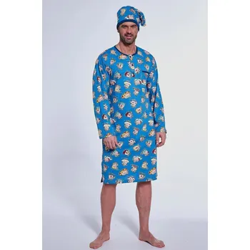 Pánská košile Modrá pánská noční košile s barevným potiskem Cornette, modrá 4XL i384_25249659