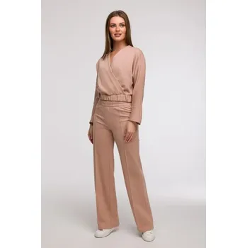 Dámské kalhoty Dámské široké kalhoty s předními švy - mocca, EU XL i529_576746696601043989