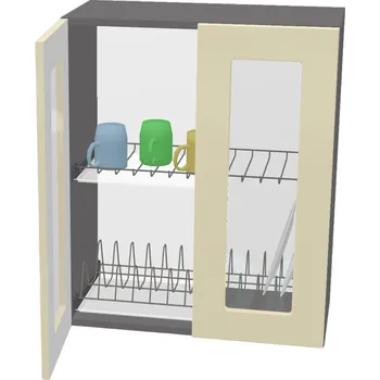 Knihovna Nábytek Pyramida, s.r.o. horní vitrína s odkapávačem š.70, v.72, Modena WD7072G, grafit/antracit