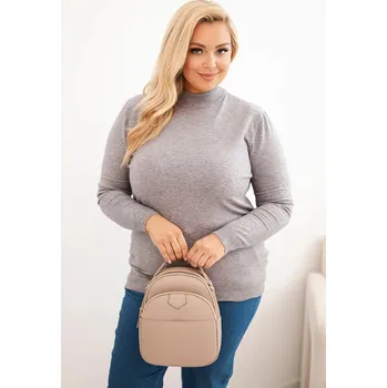 Dámský svetr Dámský svetr Plus Size z viskózy s rolákem šedý UNI