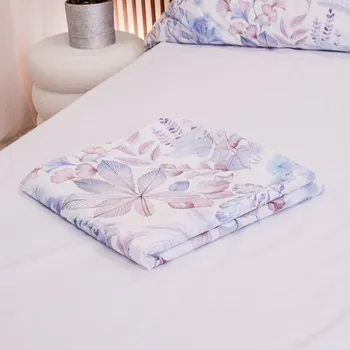 Prostěradlo na postel 250x250 bavlněný satén fialové listy