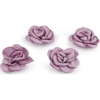 Saténový květ růže k našití a nalepení Ø5 cm, malé, 4 starorůžová