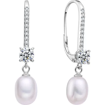 Náušnice NUBIS® Stříbrné perlové náušnice se zirkony - NB-3105