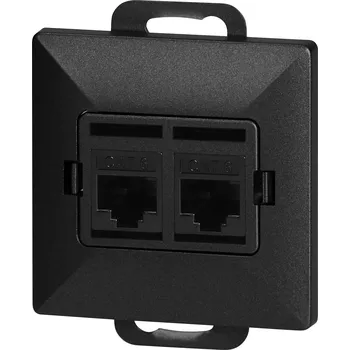 Elektrická zásuvka Dvojitá zásuvka tel-komp. RJ-45 Cat5 Perla, RJ45-5CAT/P2, černá