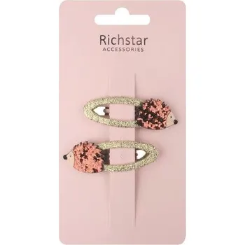 Sponky do vlasů s ježky s glitry 6 x 2 x 0,5 cm, 2 ks