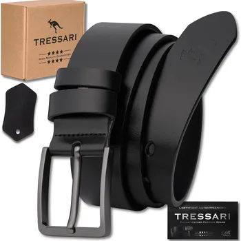 Opasek Camerazar Pánský pásek TRESSARI 100% přírodní kůže černý 125 cm