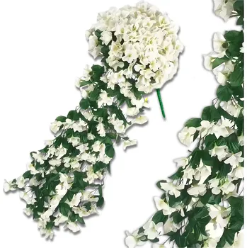 umělá květina Camerazar Umělý břečťanový popínavý květ, závěsný, bílý, 1ks pro balkonovou dekoraci