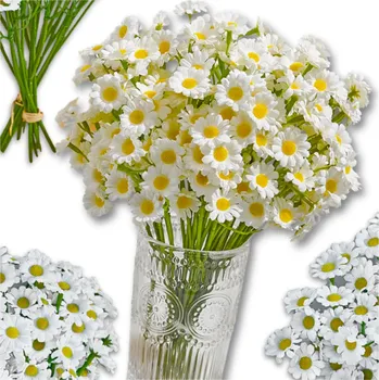 umělá květina Camerazar Sada 12ks Umělých Sedmikrásek, Bílá, Dekorativní Květiny