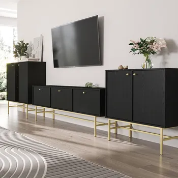 Obývací stěna Obývací stěna TOKYO 3 c | 3 díly | černá grafit/zlatá