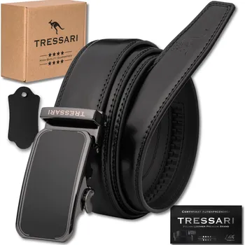 Opasek Camerazar Pánský černý pásek na kalhoty 125 cm automatický pravá kůže TRESSARI