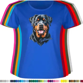 Dámské tričko damske-levne-bavlnene-tricko-digitalni-potisk-pes-rotvajler Barva: Royal blue - královsky modrá, velikost: 3XL