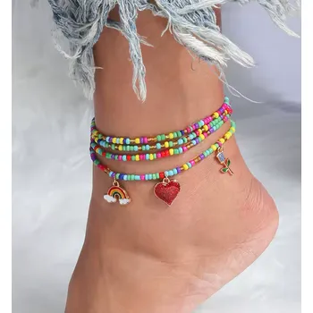 Náramek Prosperk Barevný náramek na nohu s přívěsky