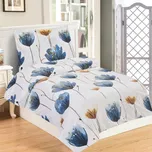 Povlečení MARBELLA, modrý vlčí mák na bílé, mikroflanel, 140x200cm + 70x90cm