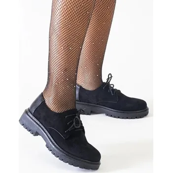 Dámské polobotky Polobotky Solea černé z eko semiše s jemným šněrováním, 37 i240_206445_2:37