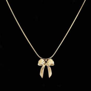 Náhrdelník Dlouhý náhrdelník 70cm Mašlička se srdíčkem z pozlacené chirurgické oceli 316L č. 1757