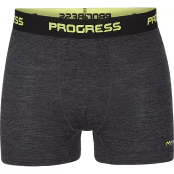 Boxerky PROGRESS Progress Merino 170 pánské funkční boxerky, černý melír velikost M