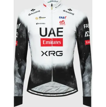 cyklistický dres PISSEI Cyklistický dres s dlouhým rukávem zimní - UAE TEAM EMIRATES - XRG 2025 REPLICA - bílá/černá