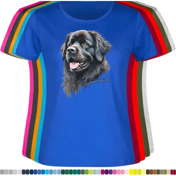 Dámské tričko damske-levne-bavlnene-tricko-digitalni-potisk-novofundlandsky pes Barva: Royal blue - královsky modrá, velikost: M