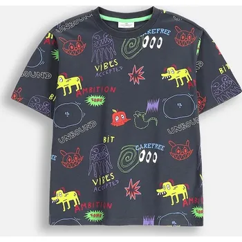 Chlapecké tričko Dětské bavlněné tričko Coccodrillo černá barva, s potiskem, EVERYDAY BOY A ZC5143207VBA 99X, vel. 116