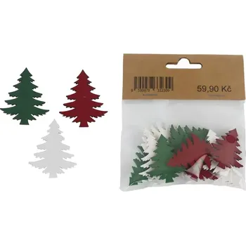 Vánoční dekorace Stromeček 12 ks dřevěný 3,5cm