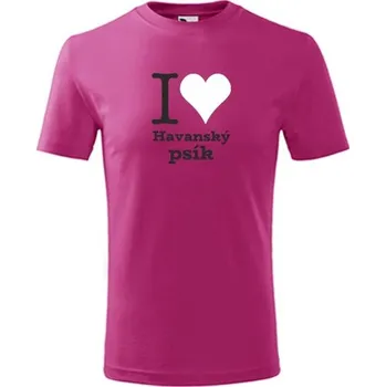 Purpurové dětské tričko I love Havanský psík - dárek pro malého pejskaře / pejskařku - barva purpurová - velikost 8let